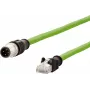METZ CONNECT Network Cable M12 (4-pin) (S) to RJ-45 (M) 1.0m 6.5mm SF/FTP CAT 5e Halogen-Free, Without Latch, Stranded, Drag Chain, D-coded Green (142M1D15010)