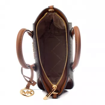 Michael Kor Jet Set Charm Oval Crossbody Bag Brown Signature Coated Canvas