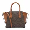 Michael Kor Jet Set Charm Oval Crossbody Bag Brown Signature Coated Canvas