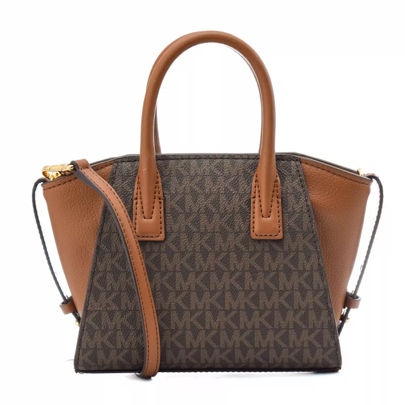 Michael Kor Jet Set Charm Oval Crossbody Bag Brown Signature Coated Canvas