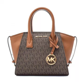 Michael Kor Jet Set Charm Oval Crossbody Bag Brown Signature Coated Canvas