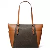Michael Kors Carmen Women's Shoulder Bag Brown Saffiano Leather Gold-Tone Hardware 25x28x11 cm