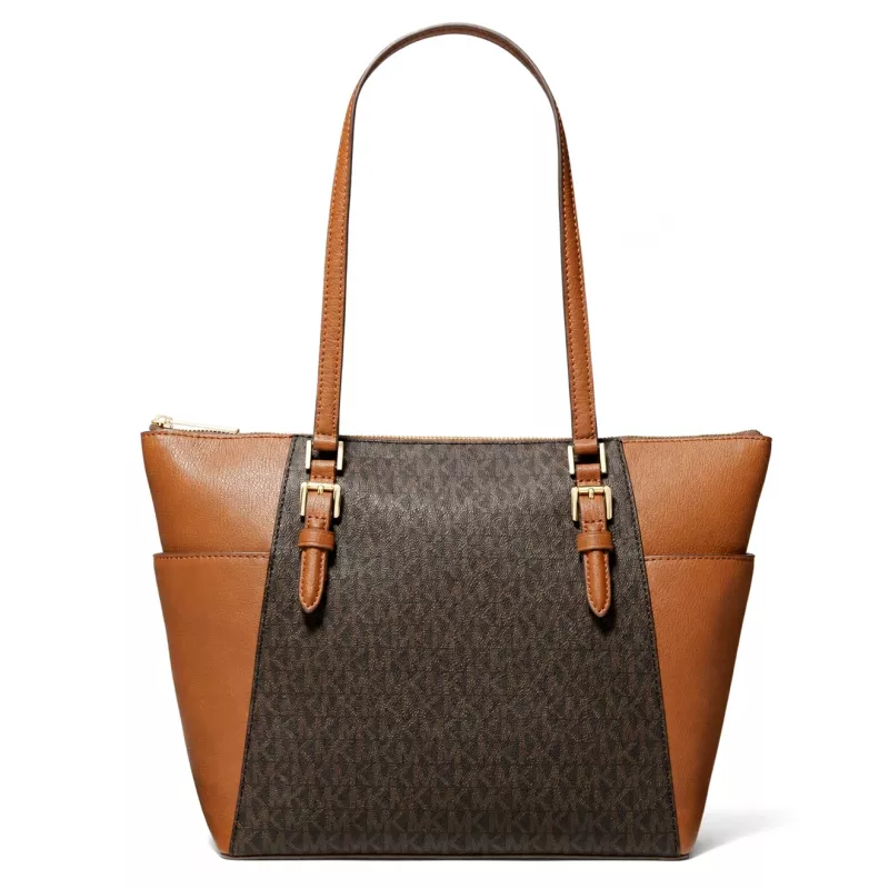 Michael Kors Carmen Women's Shoulder Bag Brown Saffiano Leather Gold-Tone Hardware 25x28x11 cm