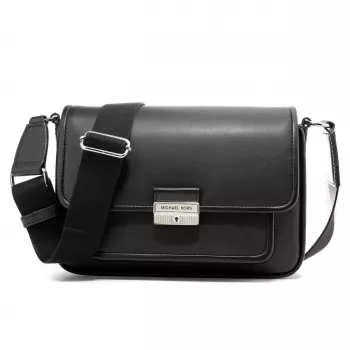 Michael Kors Jet Set Crossbody Bag Black Signature Logo-Print Coated Canvas