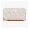 Michael Kors Women's Jet Set Travel Continental Wallet in Vanilla Signature Coated Canvas with Gold-Tone Hardware