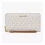 Michael Kors Women's Jet Set Travel Continental Wallet in Vanilla Signature Coated Canvas with Gold-Tone Hardware