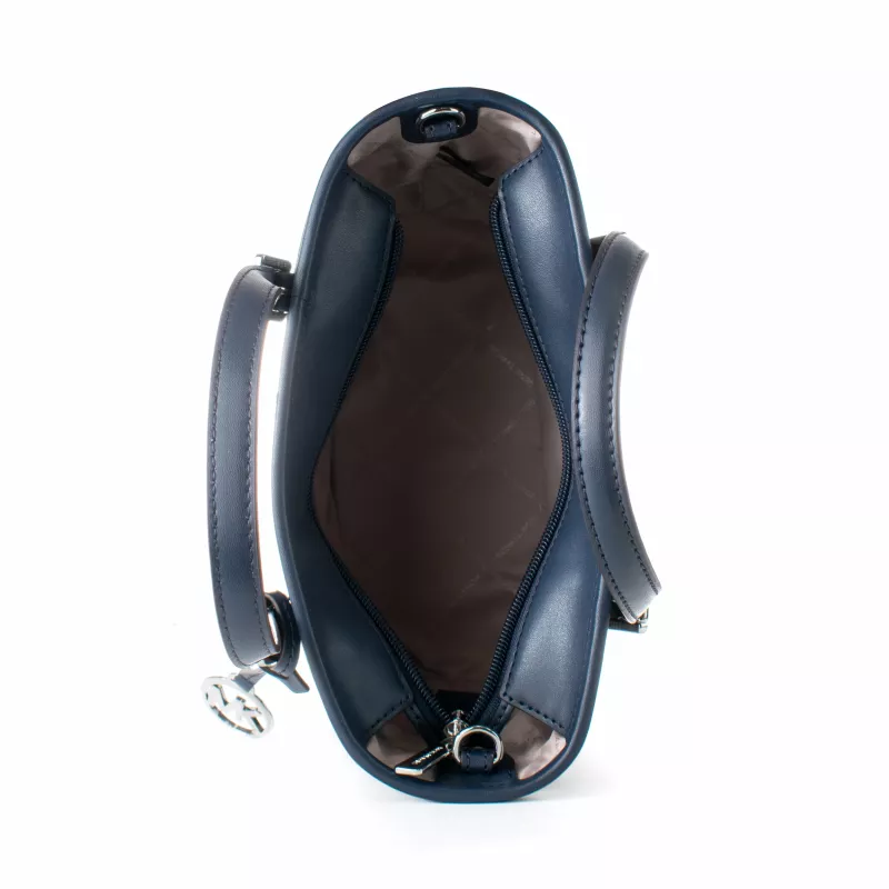 Michael Kors Jet Set Travel Crossbody Bag Navy Blue Signature Coated Canvas