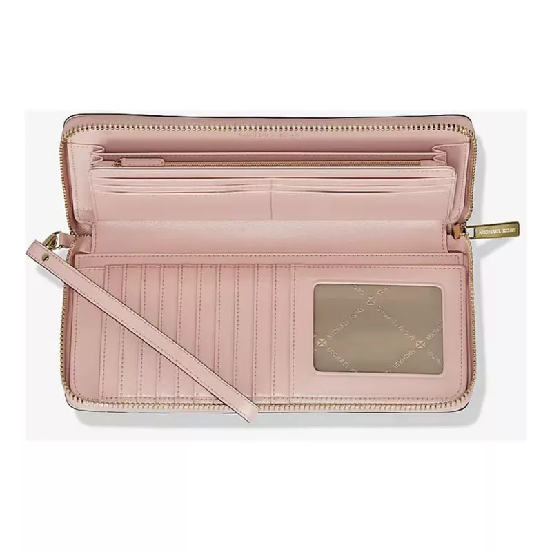 MICHAEL KORS Jet Set Travel Powder Blush Saffiano Leather Wristlet 35R4GTVT3VPOW