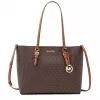 Michael Kors Jet Set Travel Saffiano Leather Tote Bag - Women's Brown Tote with Gold-Tone Hardware (42x28x10 cm)