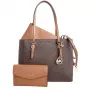 Michael Kors Jet Set Travel Saffiano Leather Tote Bag - Women's Brown Tote with Gold-Tone Hardware (42x28x10 cm)