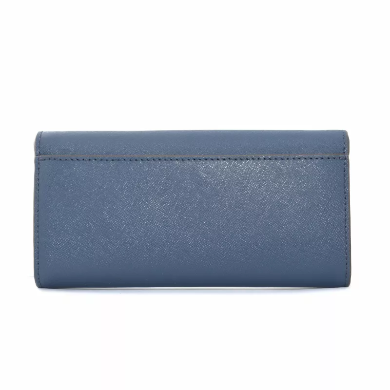 Michael Kors Jet Set Travel Saffiano Leather Wristlet Wallet Navy Gold-Tone