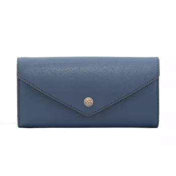 Michael Kors Jet Set Travel Saffiano Leather Wristlet Wallet Navy Gold-Tone
