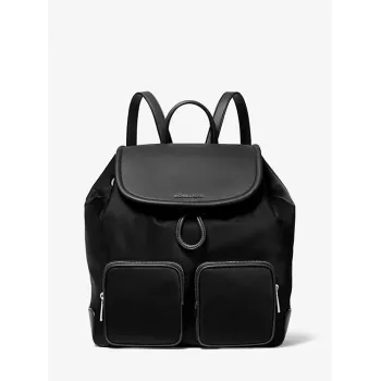 Michael Kors Unisex Backpack 30S4SRKB7CBLA – Black Pebbled Leather, Top Zip, 34x35x14 cm