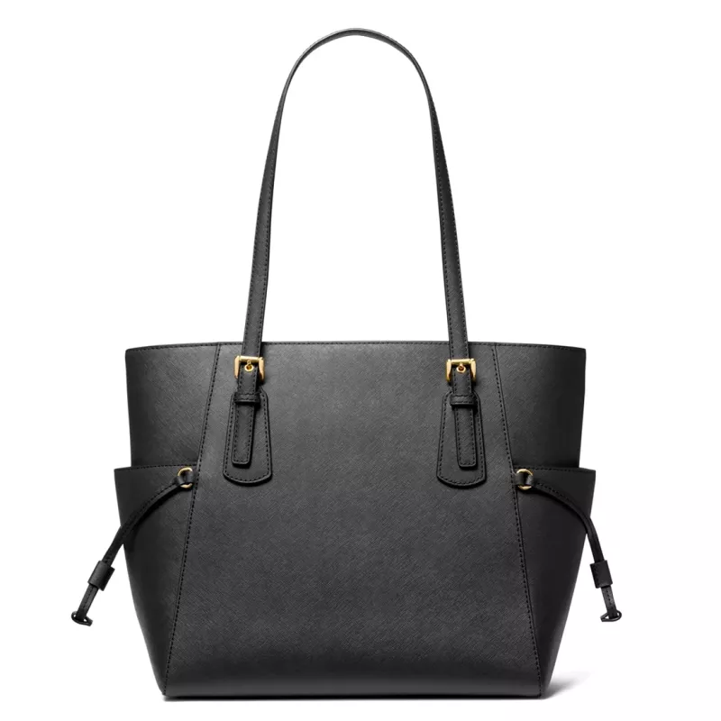 Michael Kors Voyager Women's Black Crossgrain Leather Tote Bag 31x28x15 cm
