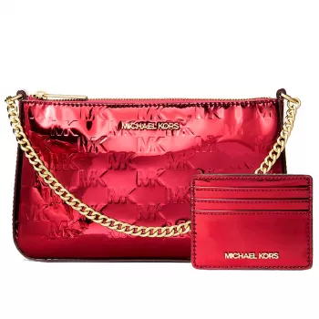 MICHAEL KORS Women's Bag Set 35F5GGZD6OCHE - Signature Coated Canvas Crossbody Bag with Matching Pouch (24x15x8 cm)