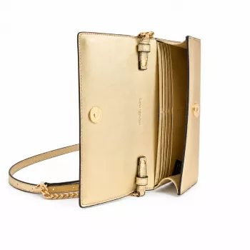 Michael Kors Women's Jet Set Charm Crossbody Bag Signature Logo Canvas Gold-Tone Hardware 22x15x4 cm