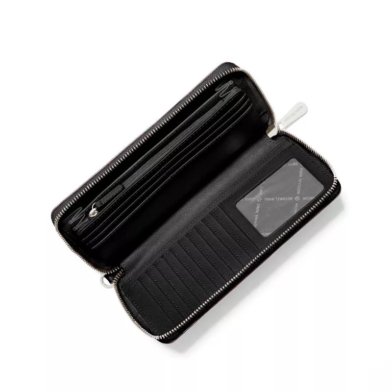 Michael Kors Women's Jet Set Travel Continental Wallet Saffiano Leather Black 35F7STVE7LBLK