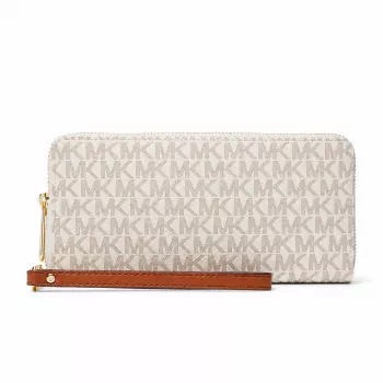 Michael Kors Women's Jet Set Travel Trifold Wallet in Signature Coated Canvas, Gold-Tone Hardware - 35F8GTVT3BVNL