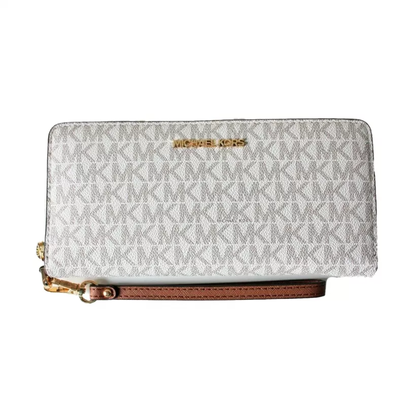 Michael Kors Women's Jet Set Travel Trifold Wallet in Signature Coated Canvas, Gold-Tone Hardware - 35F8GTVT3BVNL