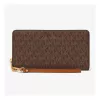 Michael Kors Women's Jet Set Travel Wristlet Brown Signature Canvas Zip-Around Gold-Tone Hardware 35S6GTVE9BBRO