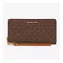 Michael Kors Women's Jet Set Travel Wristlet Brown Signature Canvas Zip-Around Gold-Tone Hardware 35S6GTVE9BBRO