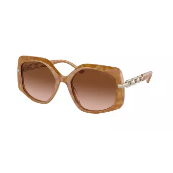 Michael Kors Women's Sunglasses MK217739153B5 Dark Tortoise Frame Brown Gradient Lens 56mm