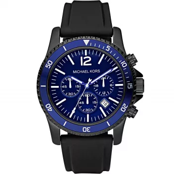 Michael Kronz MK8165 Men's Analog Quartz Chronograph Watch 46mm Black Silicone