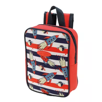 Micro Lunch Bag Rocket - Insulated Children's Lunch Bag with Rocket Design, 3L Capacity, Blue/Red/White