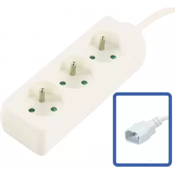 MicroConnect 3-Way French Type Power Strip with Switch, Overload Protection & Child Safety Shutters, 1.5m Cable, White (MC-PS030150FRUPSW)