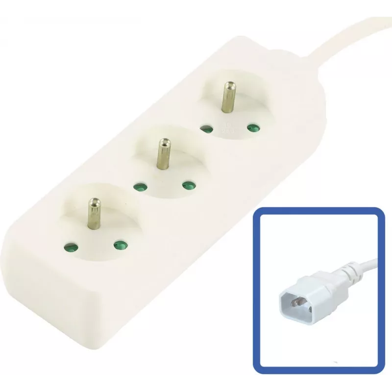 MicroConnect 3-Way French Type Power Strip with Switch, Overload Protection & Child Safety Shutters, 1.5m Cable, White (MC-PS030150FRUPSW)