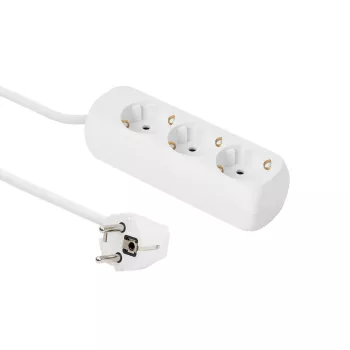 MICROCONNECT 3-Way Schuko Socket 1.5m White