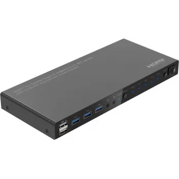 MicroConnect 4K@60Hz HDMI KVM Switch 4x1 with 4K60 4:4:4, USB 3.0 Hub, Audio, Metal Housing (MC-HDMIKVM0401-USB3-4K)