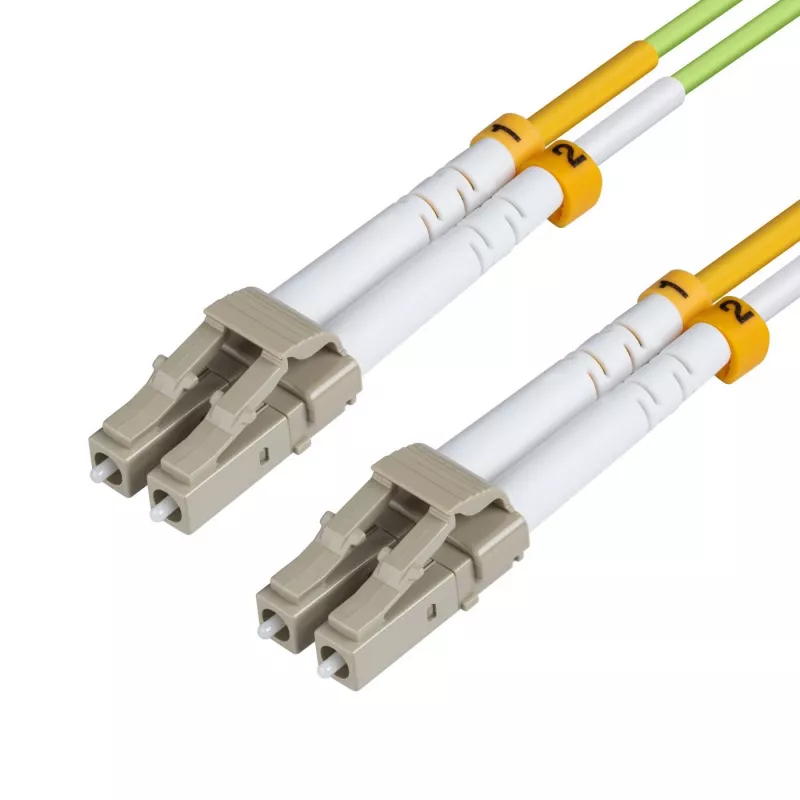 MICROCONNECT LC/UPC to LC/UPC OM5 Duplex Fiber Patch Cable 100m – Lime Green LSZH