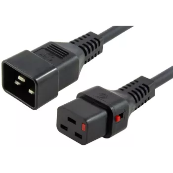 MICROCONNECT Locking Power Cord C20 to C19, 2.5m, 16A, Black