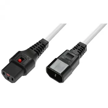 MicroConnect Power Cord C13 IEC Lock to C14, 1.5m, Black, 10A/250V, H05VV-F 3G1.0mm² MC-C13C14LOCK-1.5MW