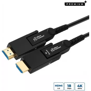 MicroConnect Premium Optic Fiber HDMI Type A Active Optical Cable, 4K, 10m, Black