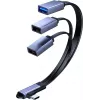 MicroConnect USB-C Angled Splitter Cable, 3x USB-A 3.0, 0.15m, Black