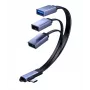 MicroConnect USB-C Angled Splitter Cable, 3x USB-A 3.0, 0.15m, Black
