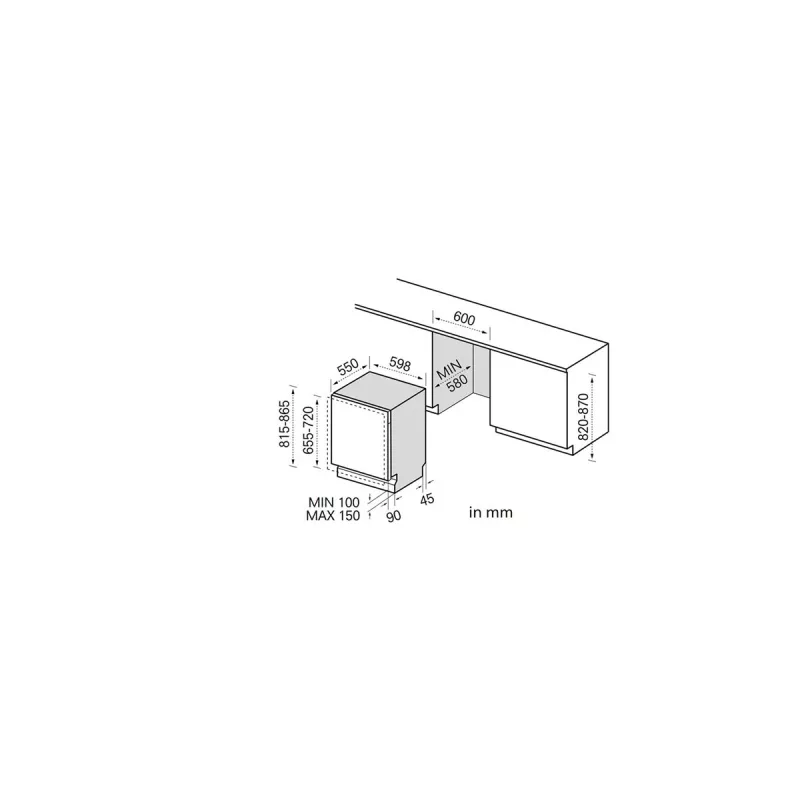 Midea MDWEB1403MB-WS Built-In Dishwasher, 14 Place Settings, C, 44 dB