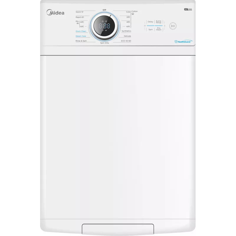 Midea MF100T70BA10/W-HR 7kg 1200 RPM Top Load Washing Machine with Steam Function, White