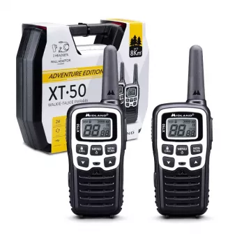 Midland XT50 Adventure Two-Way Radio 24 Channels 446.00625 - 446.09375 MHz Black, Grey