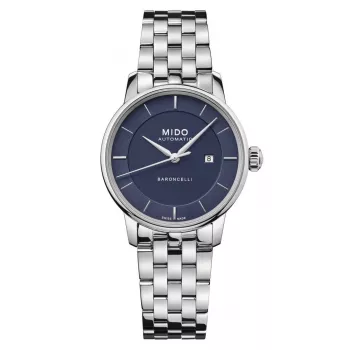 MIDO Baroncelli III Ladies Automatic Watch 30mm Blue Dial Stainless Steel M037207110410