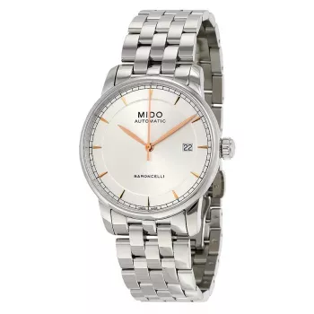 MIDO Men's Baroncelli III Automatic Watch 38mm Silver Dial Brown Leather Strap M86004101