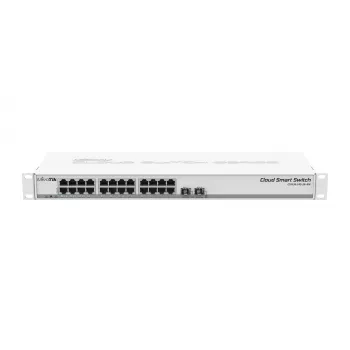 MikroTik CSS326-24G-2S+RM Managed Layer 2 Switch, 24x Gigabit Ethernet, 2x 10G SFP+, PoE Input, 1U Rackmount, White