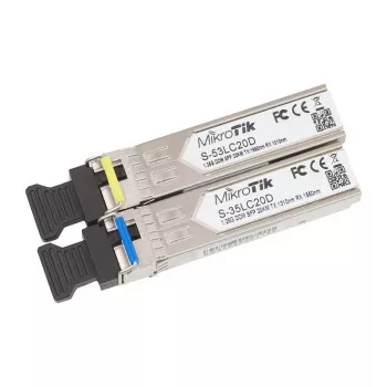 MikroTik S-35LC20D BiDi SFP Module, 1.25G Single-Mode LC Simplex, 20km, 1310nm/1550nm, DDM