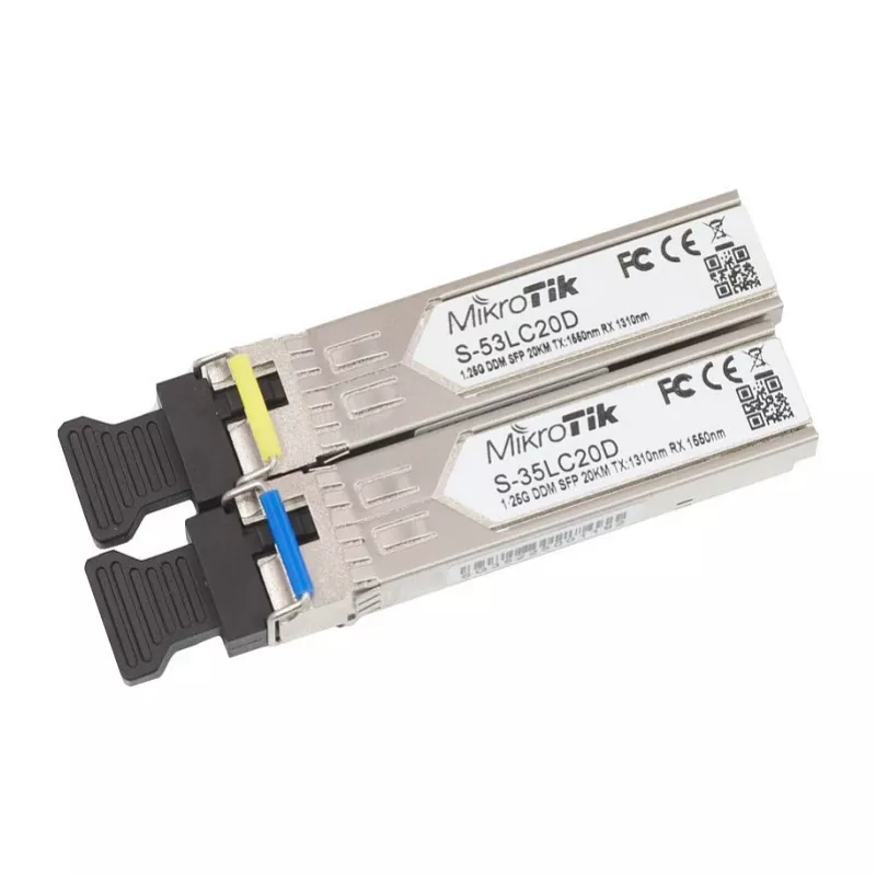 MikroTik S-35LC20D BiDi SFP Module, 1.25G Single-Mode LC Simplex, 20km, 1310nm/1550nm, DDM