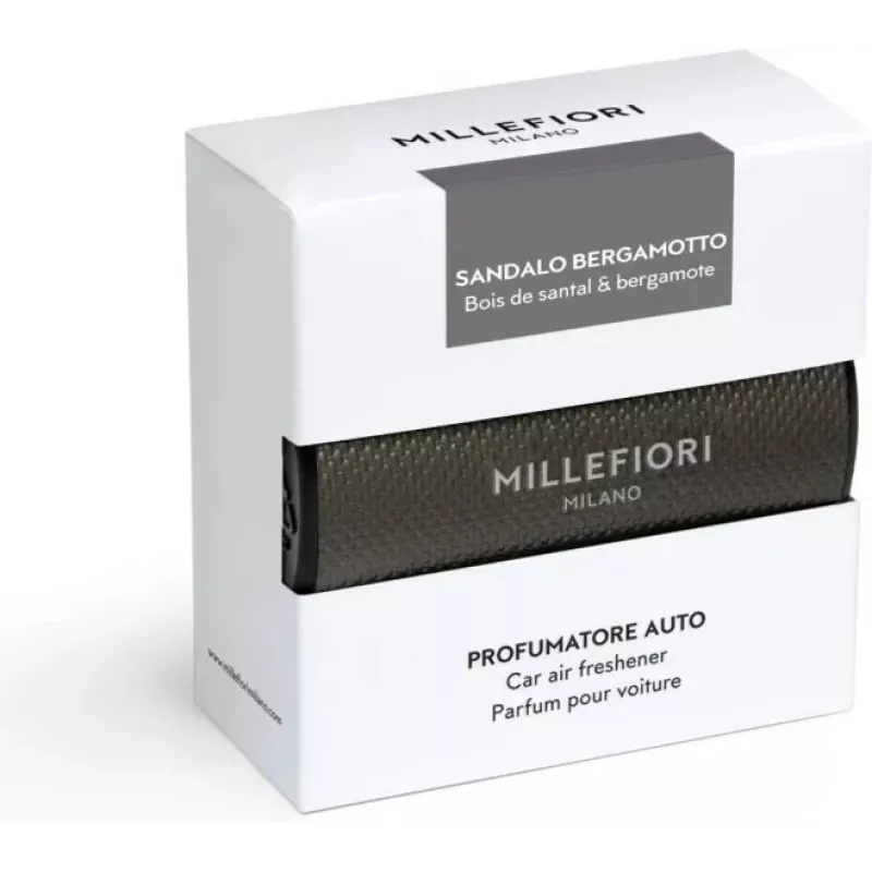 MILLEFIORI Icon Car Air Freshener - Sandalo & Bergamotto (Vent Clip, Refillable, 1 pc)
