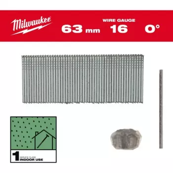 Milwaukee 16 Gauge 63 mm 0° Brad Nails for M18 FN16GS (2500 Pack)