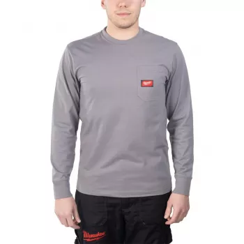 Milwaukee Long Sleeve Pocket T-Shirt Light Grey Size S WTLSGR-S