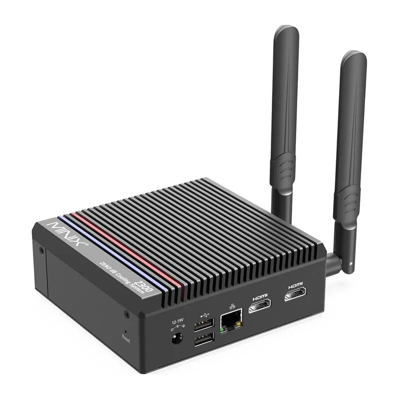 MINIX Z300-0dB Barebone Mini PC Intel Processor N300 8C/8T up to 3.8GHz DDR5 1x SODIMM M.2 PCIe Gen4 Wi-Fi 6E BT5.2 2x 2.5GbE HDMI 2.1 DP 1.4 USB-C 90W VESA Black